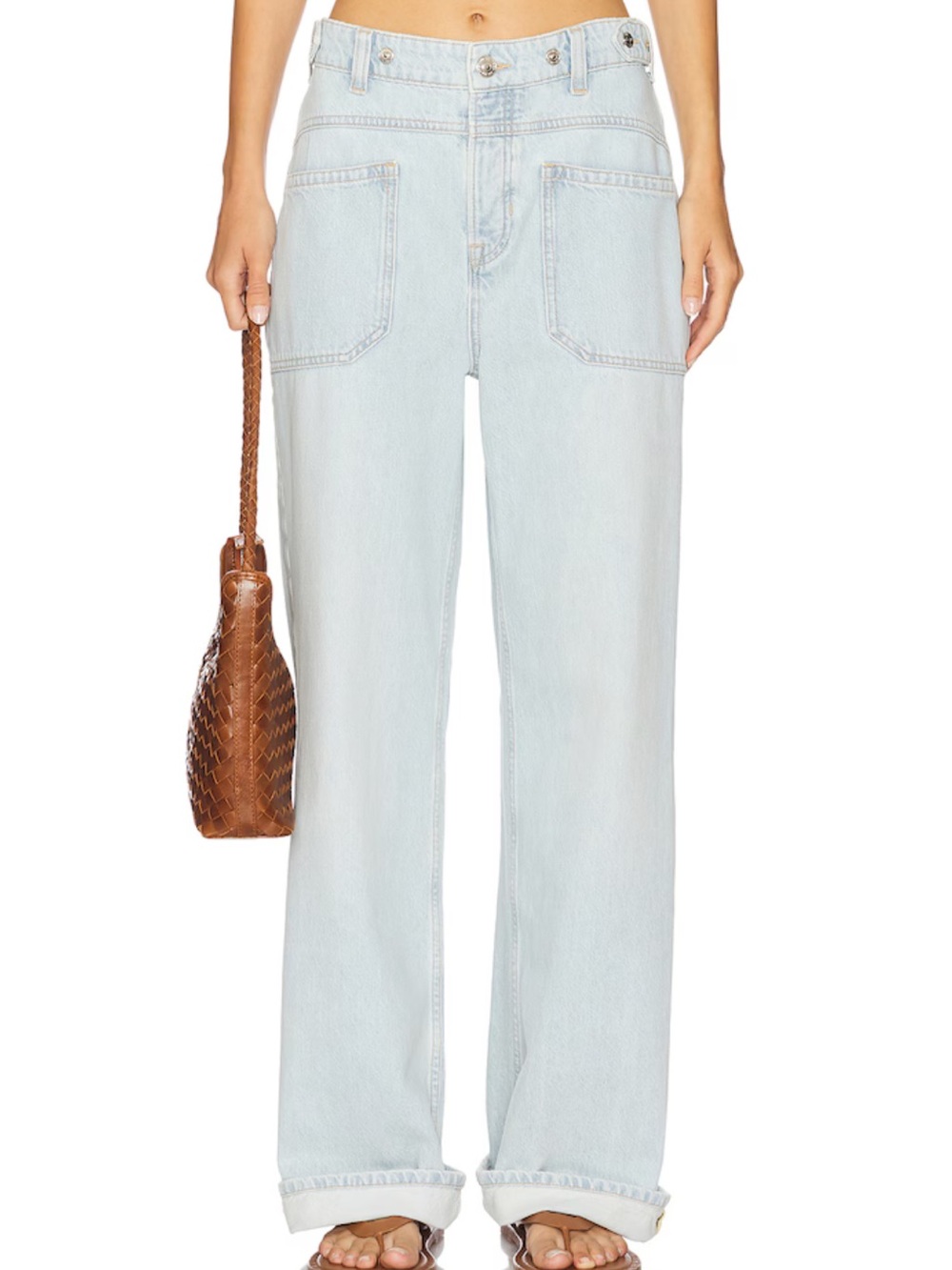 FREE PEOPLE X WE THE FREE PALMER WIDE LEG JEANS IN DAYDREAM BLUE
